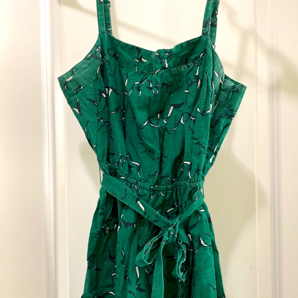 Cute Green Bird Print Midi Dress